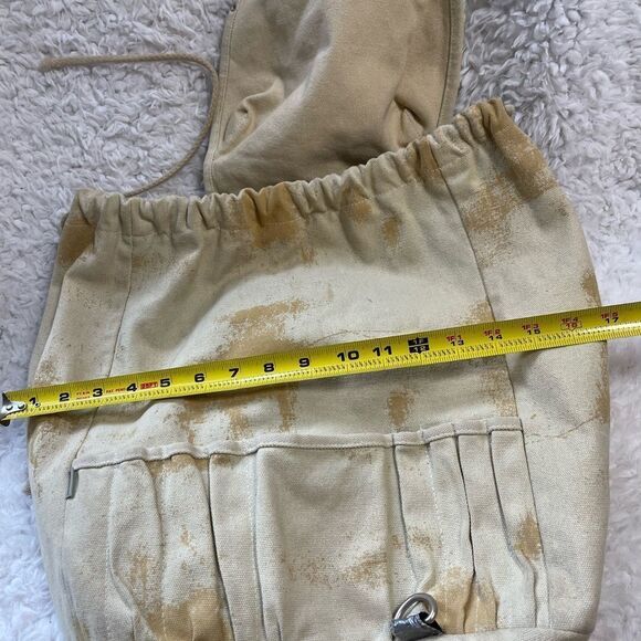 Vintage large canvas & Khaki camel large Backpack silver tone studs & hardwares - Picture 16 of 16